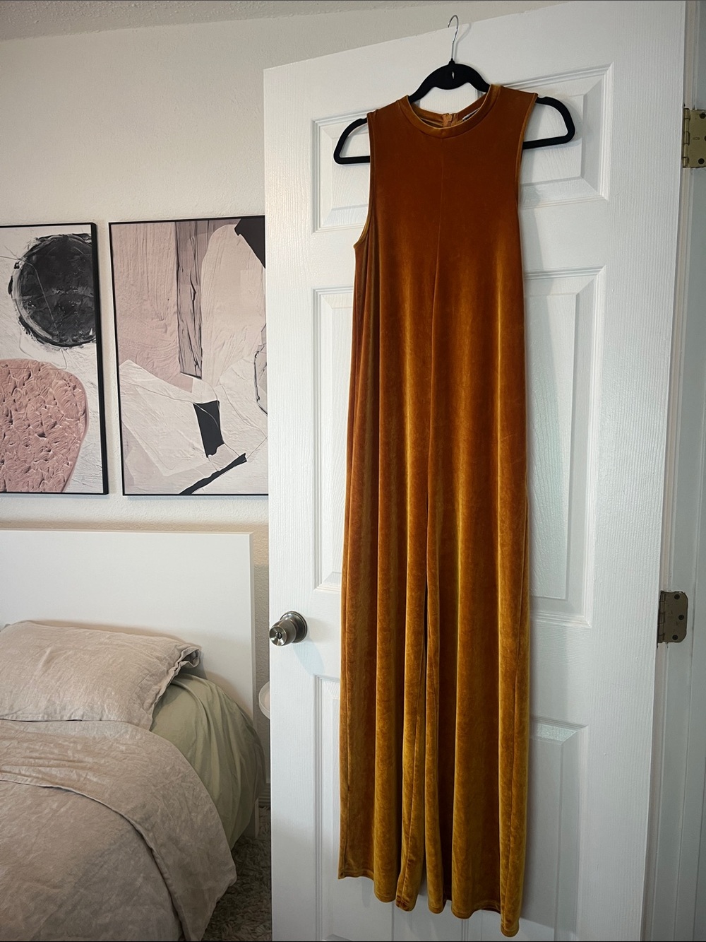 Zara Mustard to Burnt Orange Velvet Jumpsuit